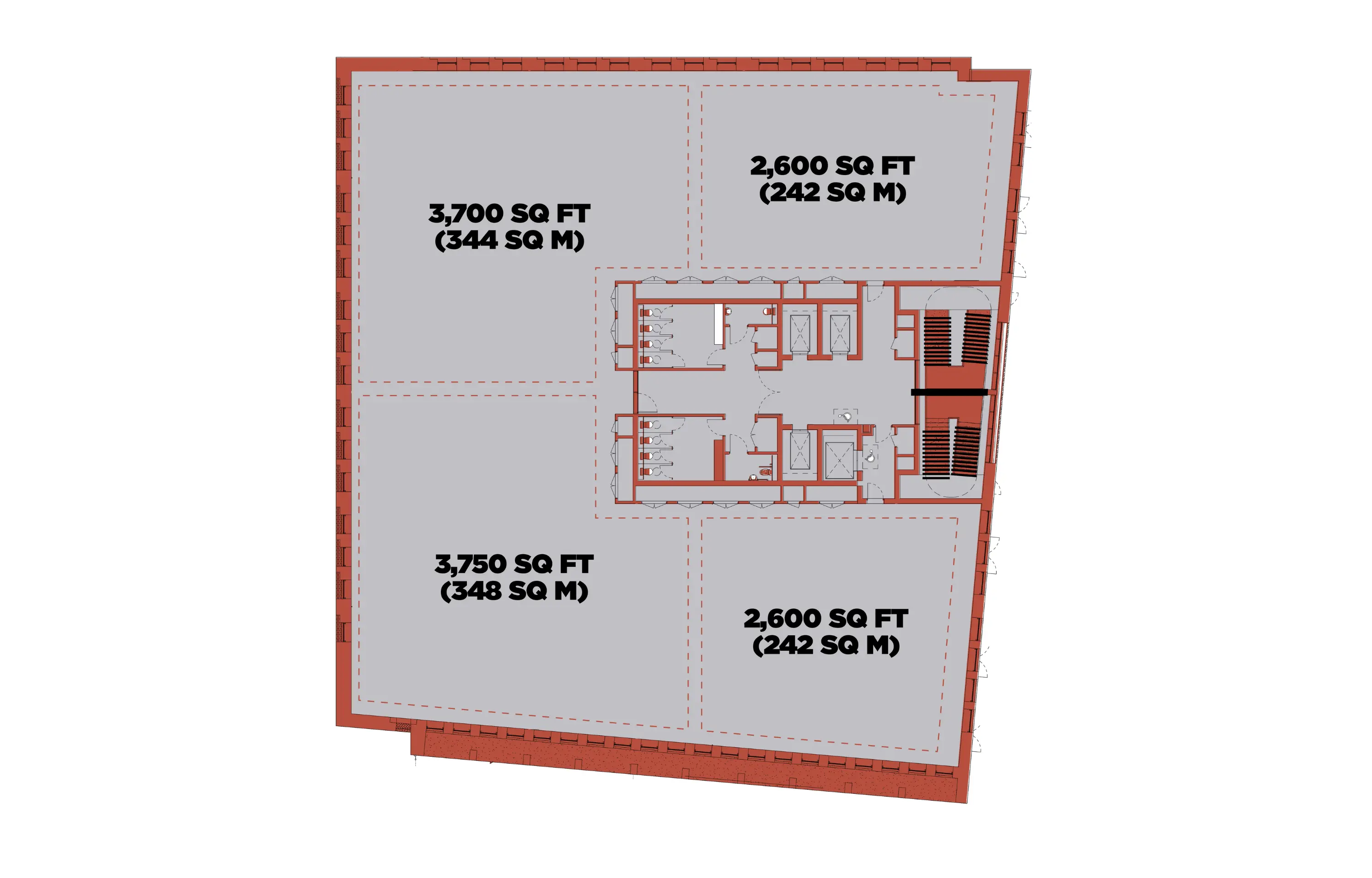 An indicative floorplate for The Interchange office to let at Brabazon in North Bristol