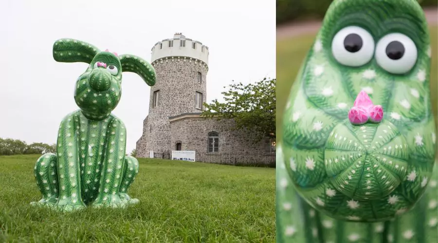 Gromit Sculpture designed as 'Pickles McPrickles', located at Clifton Observatory park in Bristol.